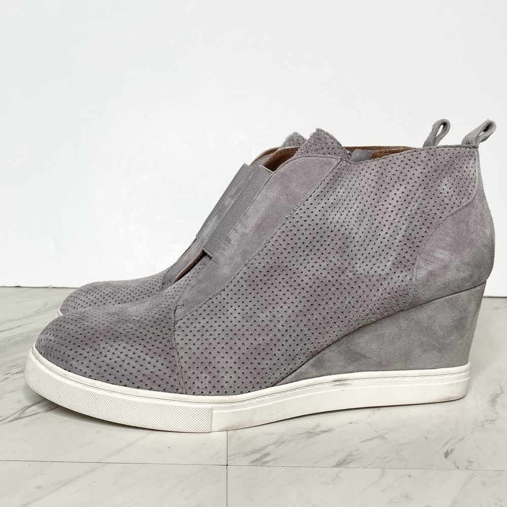 New! Linea Paolo Felicia Gray Perforated Wedge Sneaker 9 1/2 M